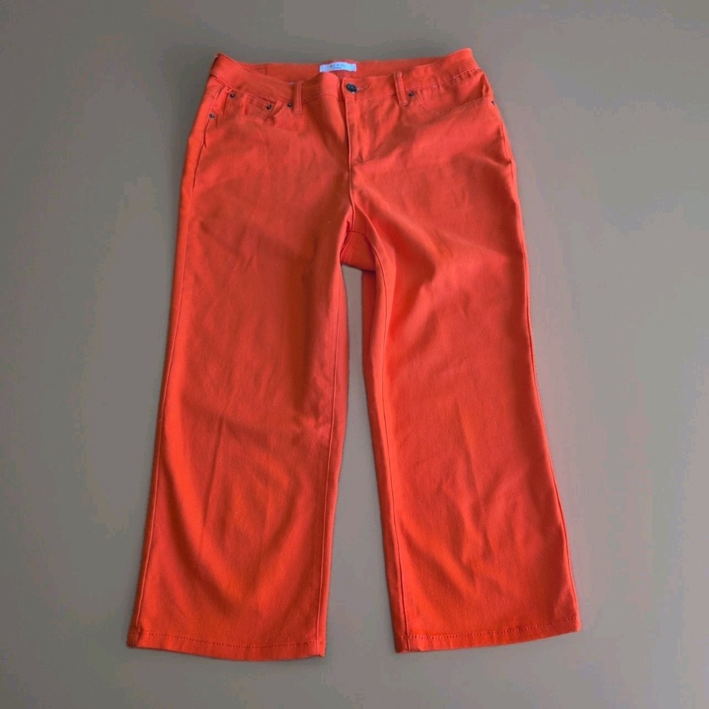 BLEU Women's Sz 10 Orange 10.5" Rise Crop Lightweight Stretch Pants 5 Pockets